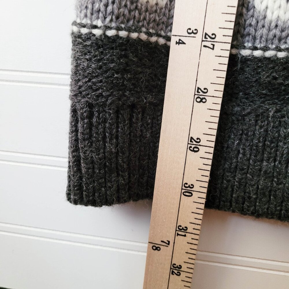 Nicole Miller Cardigan Sweater Size M Gray Fairisle Grandpa Sweater Pockets - Picture 6 of 9